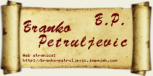 Branko Petruljević vizit kartica
